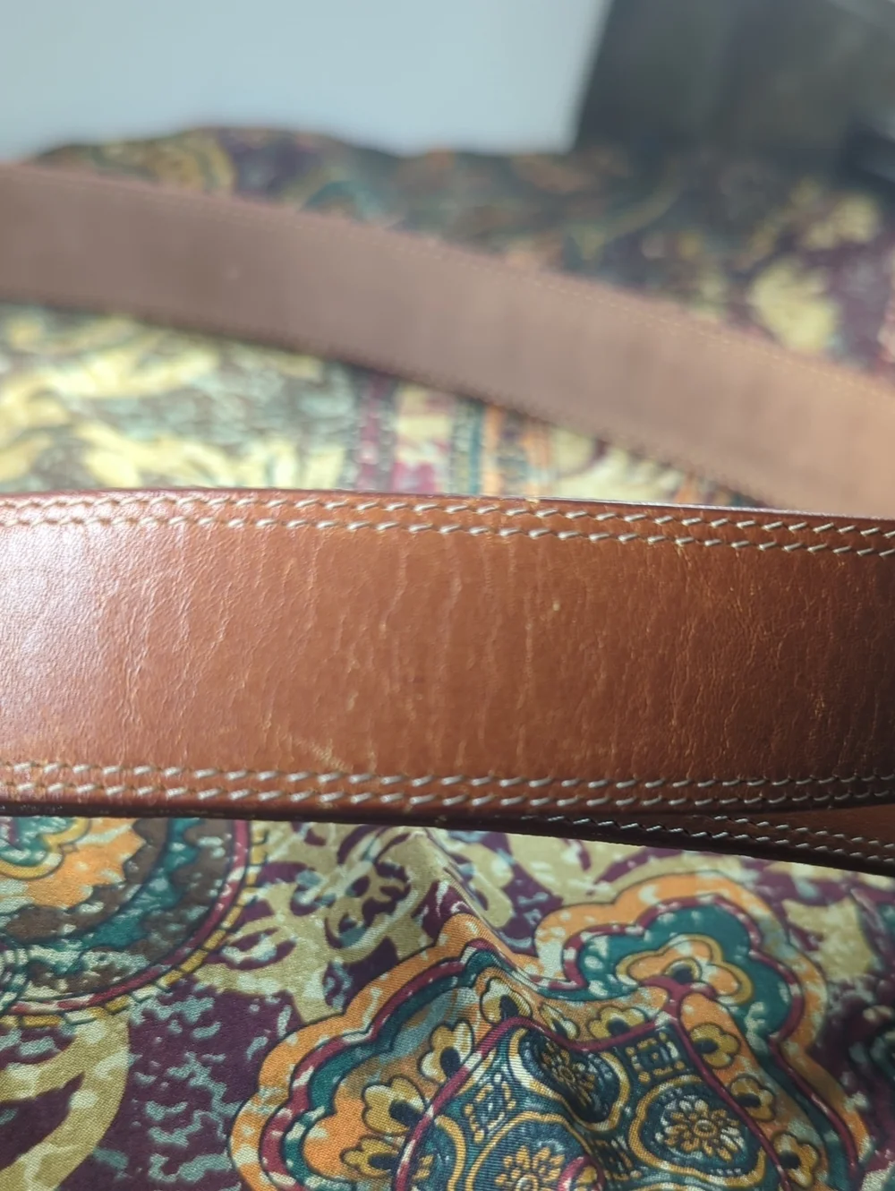 Vintage Longchamp Tan Leather Belt Silver & Gold Hardware Unisex
